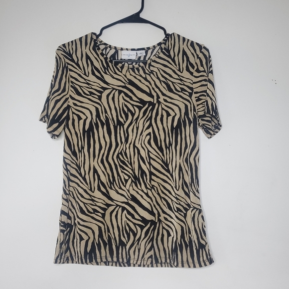 Jaclyn Smith Womens Top Size Small Animal Print Slinky Safari Chic Boho Glam Y2K - Picture 1 of 9
